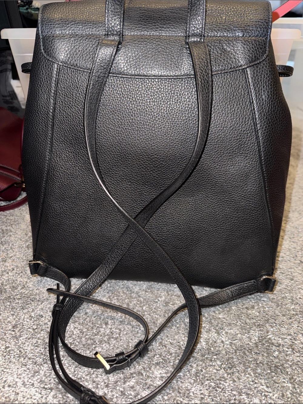 kate spade Black Pebbled Leather Drawstring Backpack - Picture 4 of 4